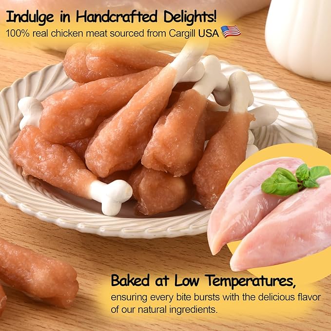 ASMPET Dog Treats Chews Rawhide Free Real Chicken Calcium Bone Snacks, Teeth Clean Breath Fresh Dog Training Treats-Mewly Pet