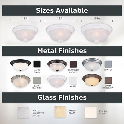 Designers Fountain 11 in 2-Light Flush Mount Ceiling Light, White, 1257S-WH-AL