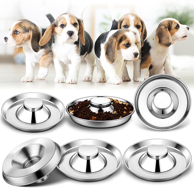 Zopeal 6 Pcs Puppy Food Bowls 11.8" Stainless Steel Puppy Feeding Bowl Dog Food Water Bowls, Weaning Feeder for Litters, Small Medium Large Dogs, Pets-Mewly Pet