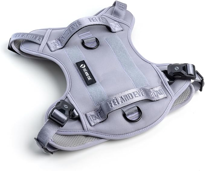 2025 New Edition, Fei & Eve MagEase Dog Harness - 3-Second Magnetic Buckles | 3-Point No-Pull Control | Heavy-Duty 900D Nylon | Dual Safety Handles | Breathable Mesh | Adjustable Fit | X-Large, Gray-Mewly Pet