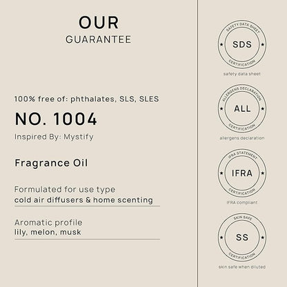 VINEVIDA [4 Fl Oz] Scent NO. 1004 Inspired by Mystify Fragrance Oil for Cold Air Diffusers, Aromatic Notes of Lily Melon Musk, Essential Oils for Diffuser Oil Refill & Air Freshener Room Spray