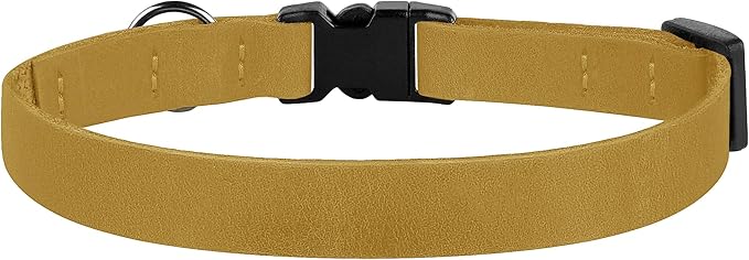 Breakaway Cat Collar Leather with Removable Bell - 13 Colors Available - Soft Adjustable Girl Boy Safety Lightweight Pet Kitten Collars Pink Brown Blue Green Red Orange Black (Mustard)-Mewly Pet