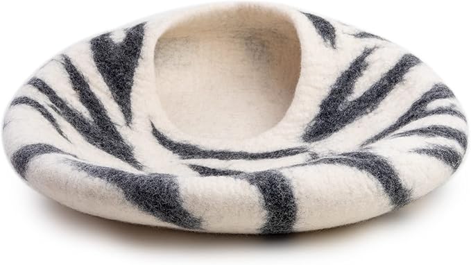 Woolygon Premium Felt Cat Cave Bed - Wool Kitty Beds Handcrafted Kitten Caves Bed for Indoor Cats - Made from 100% Eco-Friendly Merino Wool, Foldable Cat Hidewawy Covered Cat House Pod-Mewly Pet