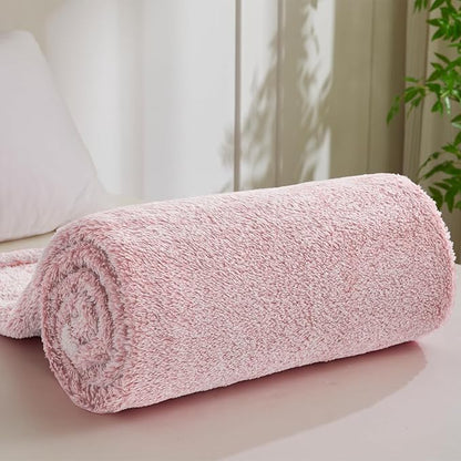 Exclusivo Mezcla Plush Fuzzy Fleece Bed Blanket King Size, Super Soft, Fluffy and Warm Blankets, Suitable for All Seasons (Mixed Pink, 90x104 Inches)