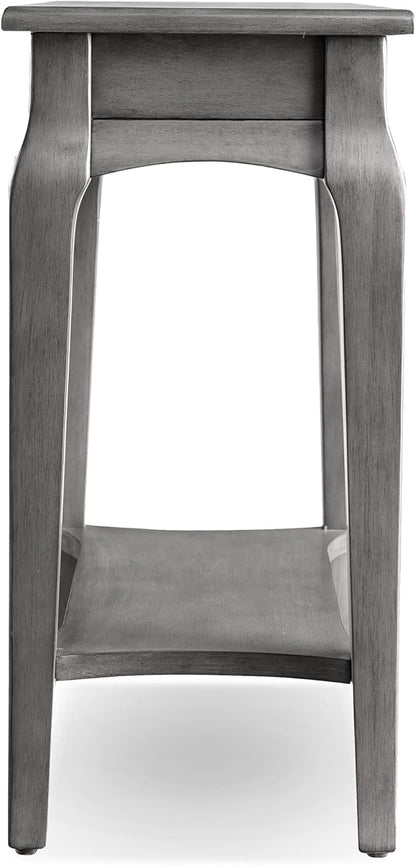 Stratus Solid Wood Narrow Side End Table with Shelf, Smoke Gray, Perfect for Living Rooms, Bedrooms, and Small Spaces – Leick Home, 22005-GR