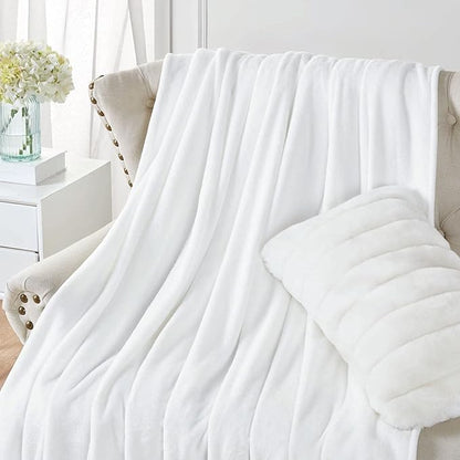 Walensee Fleece Blanket Plush Throw Fuzzy Lightweight (King Size 108x90 White) Super Soft Microfiber Flannel Blankets for Couch, Bed, Sofa Ultra Luxurious Warm and Cozy for All Seasons