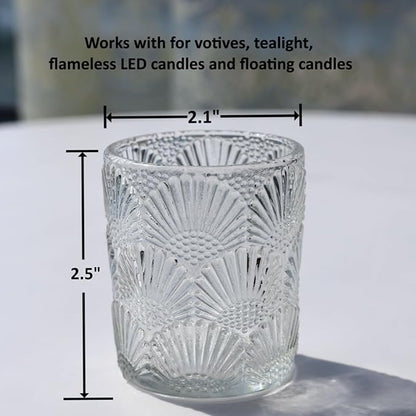 Woho 12Pcs Clear Votive Candle Holders Glass, Glass Tealight Candle Holder for Table Centerpiece, Vintage Tea Lights Candle Holder Decor for Wedding Table, Birthday Christmas Party