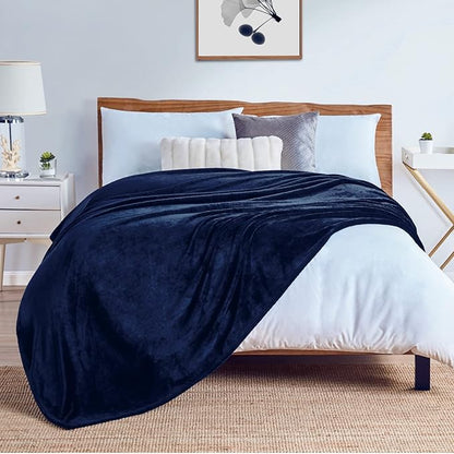Walensee Fleece Blanket Plush Throw Fuzzy Lightweight (XL-Twin Size 66x90 Navy Blue) Super Soft Microfiber Flannel Blankets for Couch, Bed, Sofa Ultra Luxurious Warm and Cozy for All Seasons