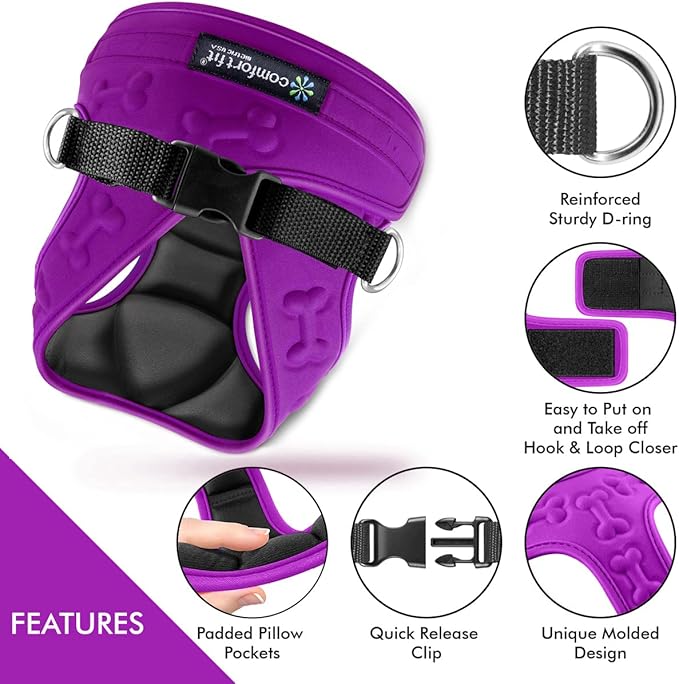 Comfort Fit Dog Harness No Pull No Escape Harness Adjustable Buckles Soft Padded Reflective Choke Step in Dog Vest with Easy Control Handle for Small Medium Large Dogs & Puppies-Mewly Pet