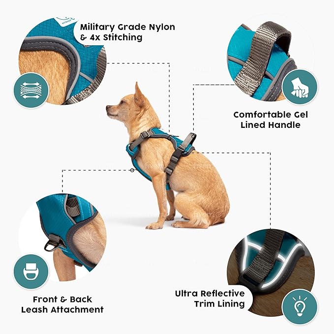 Embark Adventure Dog Harness, Reflective Trim XL Dog Harness for Extra Large Dogs No Pull - Military Grade Nylon, 2 Leash Clips & Gel Lined Handle. Soft & Padded Puppy-Mewly Pet