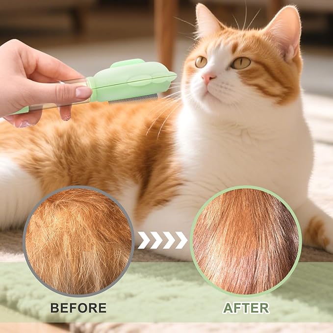 Cat Hair Brush for Shedding, 3-in-1 Pet Spray Hair Removal Comb with Visual Spray & Release Button, Waterproof Dog Grooming Brush for Furry Pet-Mewly Pet