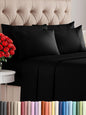 Full 6 Piece Sheet Set - Comfy Breathable & Cooling - Ultra Soft Hotel Luxury Bedding Set with 8-16 Inch Deep Pockets - 1 Flat & 1 Fitted Sheet & 4 Pillowcases - Cozy, Wrinkle Free & Easy Care - Black