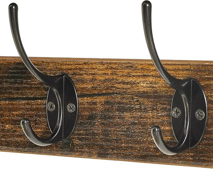 YMYNY Coat Rack Shelf Wall Mounted, Coat Hooks Set of 2, Entryway Coat Hanger with 8 Hooks, 31.5" Wall Floating Shelf with Hat Rack, for Kitchen, Bedroom, Bathroom, Rustic Brown UHWS001H-2