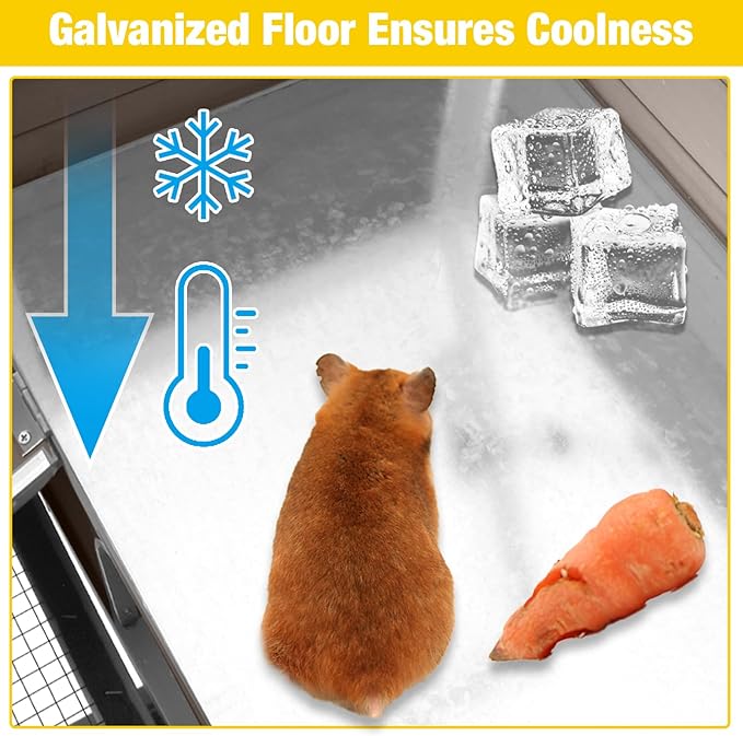 AIVITUVIN Wooden Guinea Pig Cage Indoor with Cooling Plate and Anti-Chewing Edges Two-Story Rabbit Hutch Pull Out Tray Outdoor Rabbit Cage with Raised Stand and Wire Mesh Small Animals Cage (Brown-Mewly Pet