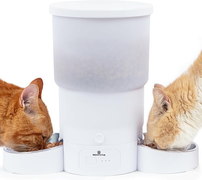 Automatic Cat Feeder for 2 Cats – Dual Food Dispenser with App Control, 5L Capacity (20 Cups), Smart Cat Food Dispenser for Multi Cats, Dual Pet Feeder with Stainless Steel Bowls and WiFi-Mewly Pet