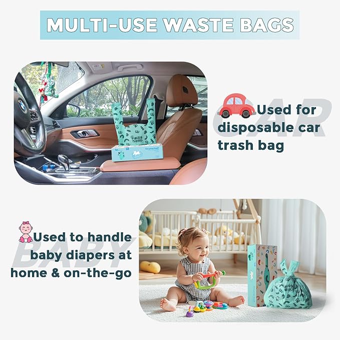 Poop Bags for Dog and Cat - Biodegradable 100% Leak-Proof Pet Waste Bags with Handle, 360 Count, Cornstarch Based Extra Thick, for Dog Poop and Cat Litter Disposal (Unscented)-Mewly Pet