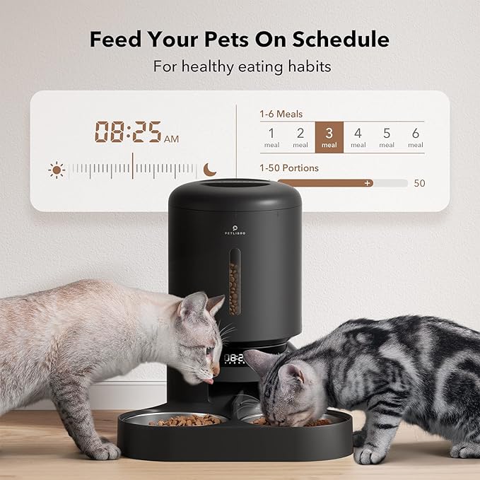 PETLIBRO Automatic Cat Feeder, Automatic Cat Food Dispenser with Freshness Preservation, Timed Cat Feeders with Low Food Sensor for Dry Food, Up to 6 Meals Per Day, Granary Pet Feeder for Cats/Dogs-Mewly Pet