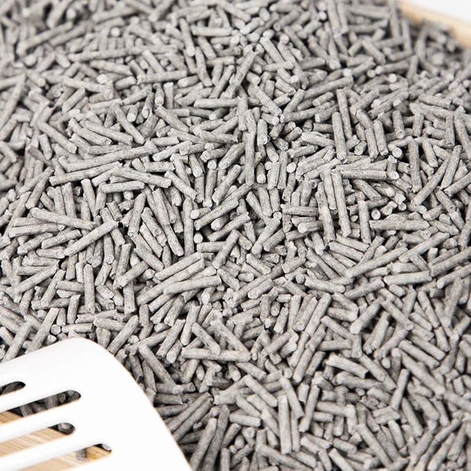 I AM TOFU - Tofu Cat Litter, Natural, Flushable, Dust Free Extra Clumping Pellet Litter (10 lb Bag, Charcoal)-Mewly Pet