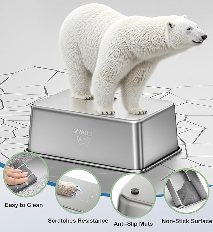 Extra Large Stainless Steel Cat Litter Box, 27.5" L×19.6" W×3.9" H, XXL Metal Kitty Litter Pan with High Sides, Odor-Free, Non-Stick, Easy to Clean, Ideal for Big Cats & Multi-Cat-Mewly Pet