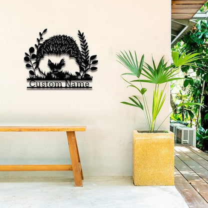 Custom Hedgehog Metal Sign, Personalized Hedgehog Metal Wall Art,Hedgehog Lovers Gift Metal Kid Room Decor,Personalized Hedgehog Lover Name Sign,Kid Nursery Decoration (Style B)