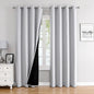 ChrisDowa 100% Blackout Curtains 80 inch Long for Bedroom with Black Liner, 2 Thick Layers Total Blackout Thermal Insulated Grommet Window Curtains 2 Panels Set (Greyish White, 52 x 80 Inch)