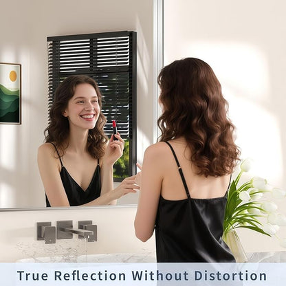 22×30 Silver Bathroom Vanity Mirror for Over Sink - Rectangle Framed Mirrors for Wall with Tempered Glass & Rounded Corners for Bedroom, Living Room, Horizontal/Vertical, Modern Farmhouse