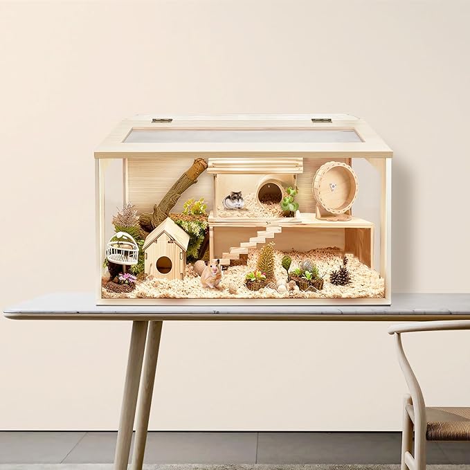 Prolee Hamster Cage Chew Proof, Mice and Rat Habitat Openable Top with Acrylic Sheets, Hamster Habitat Solid Built (24”L x 16" W x 16" H)-Mewly Pet