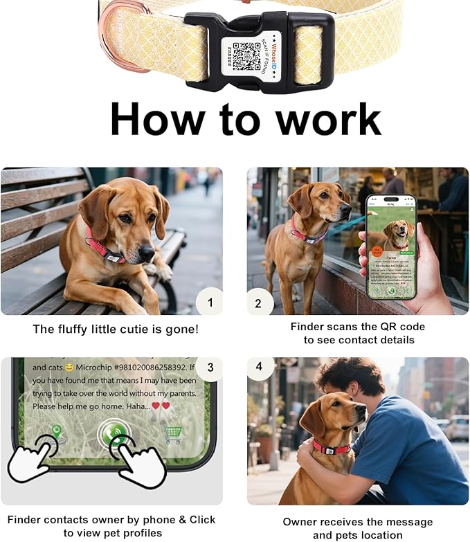 Dog Collar with Waterproof AirTag Holder & Anti-Lost QR Code, Cute Bling Warpping Adjustable Width for Small Medium Large Pet (Yellow, S)-Mewly Pet