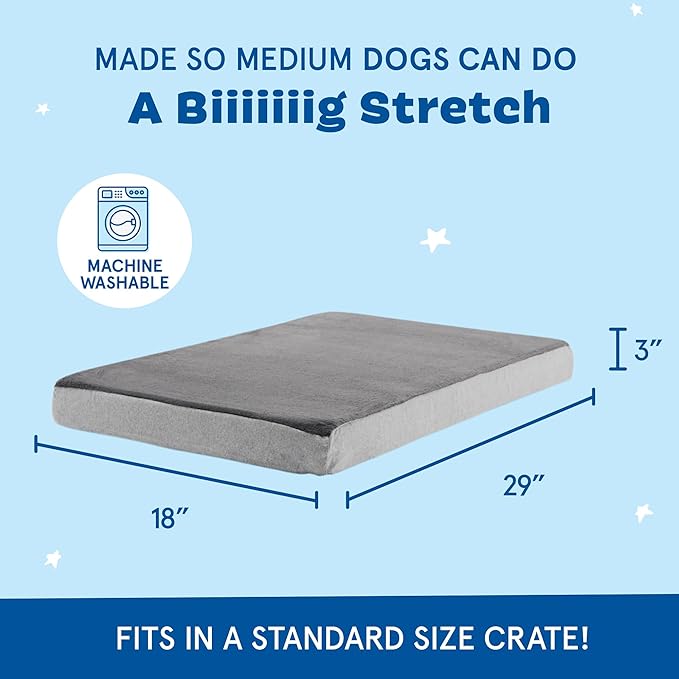 Barkbox Orthopedic Dog Bed with Memory Foam, Premium Comfort for Dogs and Puppies, Dog Beds for Joint Relief and Restful Sleep, Durable and Easy to Clean - Grey, Medium-Mewly Pet