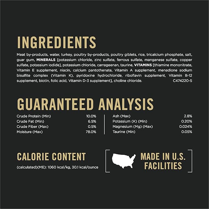 Purina Pro Plan Urinary Tract Health Turkey and Giblets Entree Classic Wet Cat Food Pate - (Pack of 24) 5.5 oz. Cans-Mewly Pet