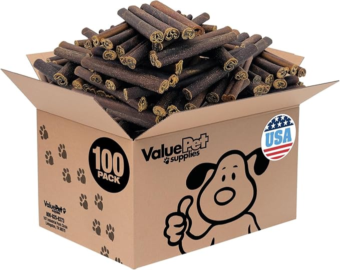 ValueBull USA Collagen Sticks for Dogs, 6 Inch Thick Chews, Natural Long-Lasting Dog Treats, 100 Count Bulk Pack - Promotes Joint, Skin & Coat Health with Glucosamine and Chondroitin-Mewly Pet