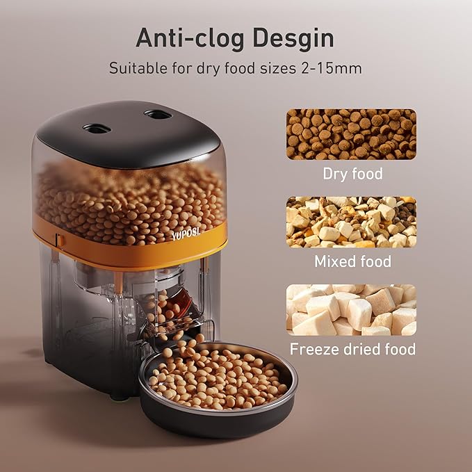 Automatic Cat Feeder - 2L Cat Food Dispenser, Timed Auto Pet Feeder with 180-day Battery Life, 1-6 Meals Per Day, 1-16 Portion, Desiccant Bag Keeps Dry Food Fresh, Also for Small Dogs-Mewly Pet
