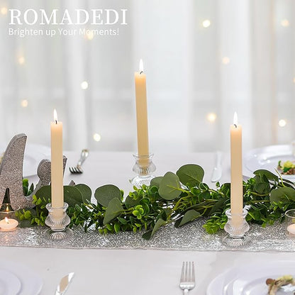 Romadedi Glass Candle Holder for Candlestick - 10 Pcs Clear Small Tapered Candle Holder Decor Bulk Wedding Table Centerpiece for Candle Sticks Christmas Party Living Room Dinner Advent