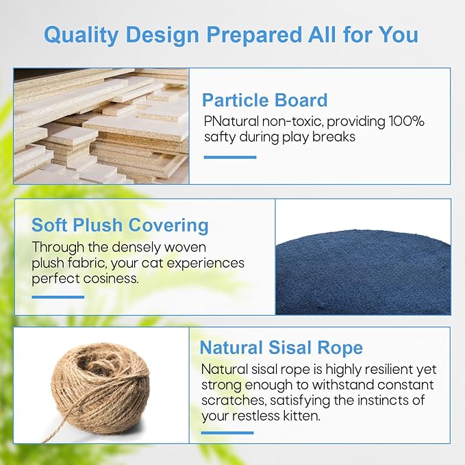 FDW Cat Tree 54in Cat Tower Multi-Level Durable Cat Scratching Post & Cozy Fun Cat Jumping Platform Space Saving Cat Condo Pet Play House for Indoor Cats,Navy Blue-Mewly Pet