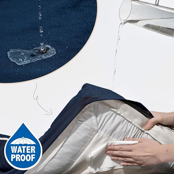 Comfort Expression Large Dog Beds Waterproof Orthopedic Foam Dog Sofa Beds Comfy Pet Bed with Washable Removable Cover & Non-Slip Bottom(Large,Navy Blue)-Mewly Pet