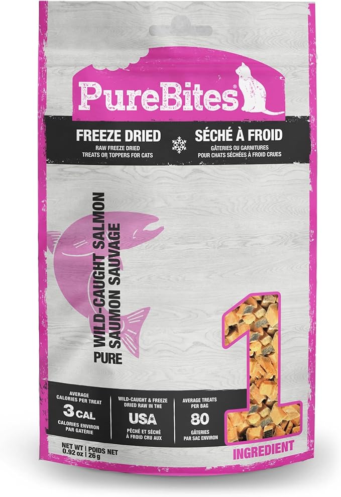 PureBites Salmon Freeze Dried Cat Treats, 0.92Oz | 26G - Value Size-Mewly Pet