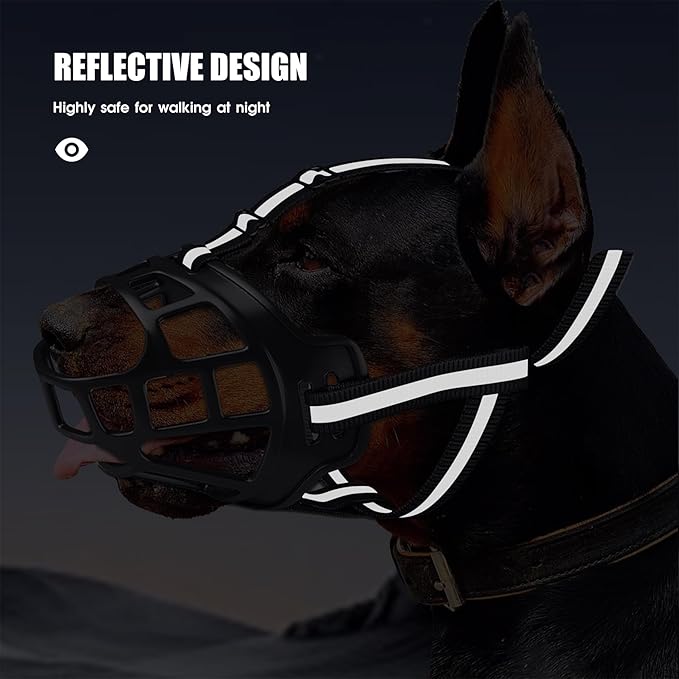 Dog Muzzle, Breathable Basket Muzzles for Small Medium Large Sized Dogs, Adjustable Humane Cage Mouth Cover for Scavenging Grooming Biting Chewing, Allows Panting and Drinking(Soft Rubber, XS)-Mewly Pet