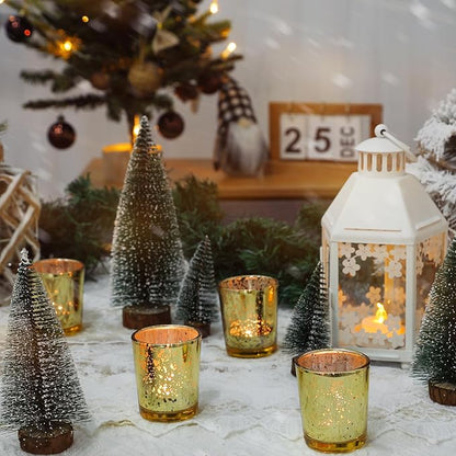 Gold Votive Candle Holders Set of 24, Speckled Mercury Candle Holders for Wedding Gold Centerpiece Table Decorations, Tealight Candle Holder for Party Bridal Shower Decor, Home Decor
