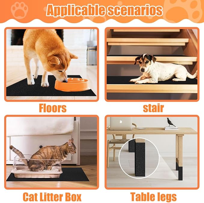 Pet Nail Self Adhesive Replacement Emery Paper Fits Most Dog Scratch Pad Cat Litter Box DIY on The Places Where Pets Like to Scratch Alternatives to Cat and Dog Nail Clippers (10in*13ft, White)-Mewly Pet