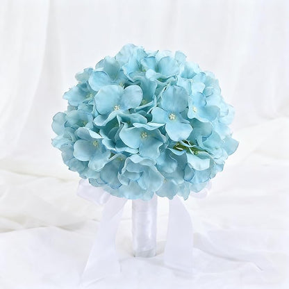 100PCS Artificial Hydrangea Flowers, Fake Flowers Silk Hydrangea Full Flowers Heads with Stems for Wedding Home Party Shop Baby Shower Decor (Yellow Blue)