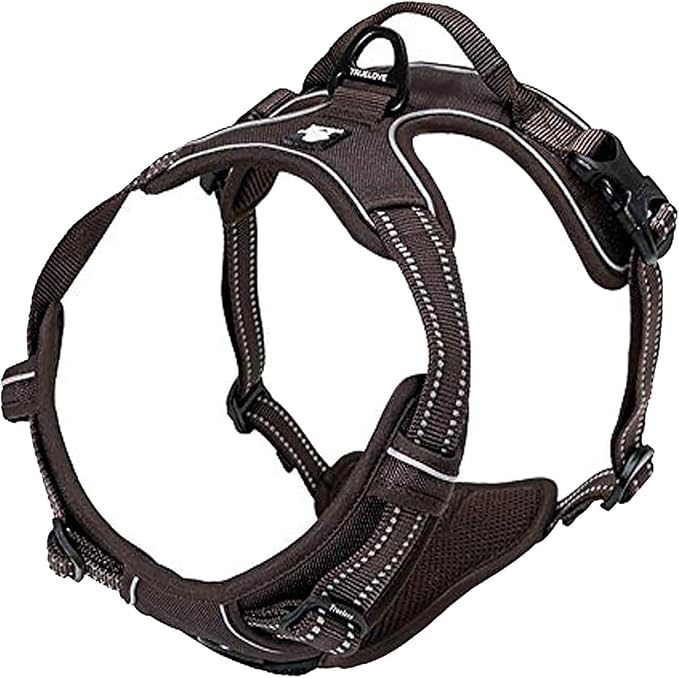 TRUE LOVE Adjustable No-Pull Dog Harness Reflective Pup Vest Harnesses Comfortable Control Brilliant Colors Truelove TLH5651(Brown,L)-Mewly Pet