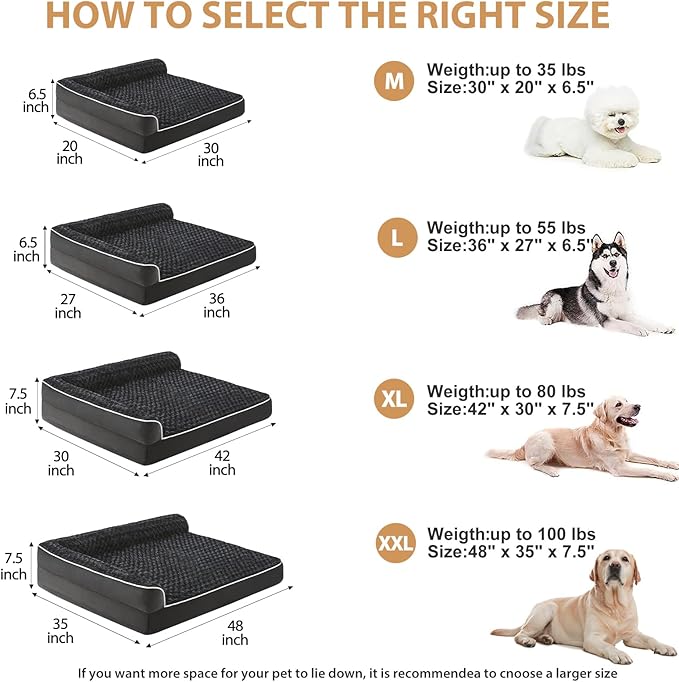 BFPETHOME Orthopedic Dog Beds for Large Dogs-Waterproof Sofa Pet Bed with Removable Washable Cover,Big Dog Bed with Waterproof Lining and Nonskid Bottom,Pet Bed for Large Dogs-Mewly Pet