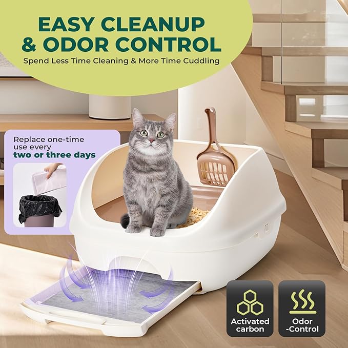 Cat Pads Refills for Tidy Cats Breeze Litter System - Super Absorbent 6-Layer Pads for Odor Control, Activated Carbon - 16.9" x 11.4" - Pack of 40 Litter Box Replacement Pads-Mewly Pet