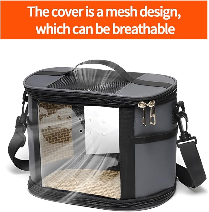 Bird Travel Carrierm, Small Bird Travel Backpack Carrier Cage with Tray and Breathable Clear Window, for Parakeet Cockatiel Budgies, for Camping Hiking (Large-Black)-Mewly Pet