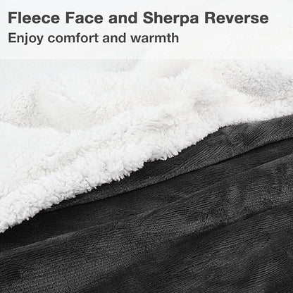 Catalonia Sherpa Wearable Blanket with Sleeves & Foot Pockets for Adult Women Men, Comfy Snuggly Wrap Sleeved Throw Blanket Robe, Gift Idea, Black