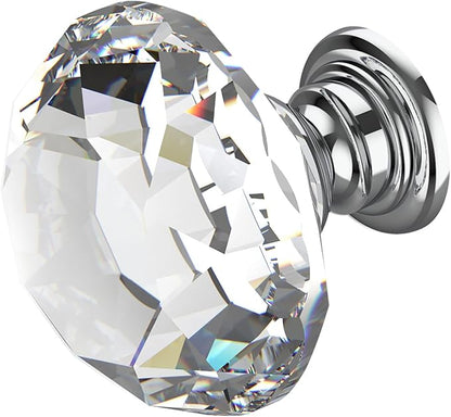 Alzassbg 6 Pack Clear Crystal Drawer Knobs, 1-1/5 Inch(30mm) Diameter Cabinet Knobs Glass Diamond Crystal Knobs for Drawers AL1001CP