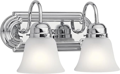 Kichler 12.25" 2-Light Vanity Bath Light in Chrome, Modern Bathroom Light with Clear Satin Etched Glass, (12,25" W x 8" H), 5336CHS