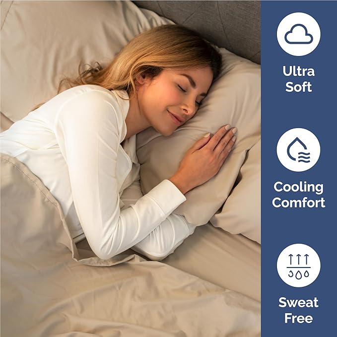 Full Sheets Set 6 Piece - Includes 4 Pillowcases - Bed Sheets Full Size - Soft Hotel Luxury Bedding - Cooling, Comfy, Fade Free & Breathable - 1 Flat & 1 Fitted & 4 Pillowcases w/ Deep Pockets - Cream