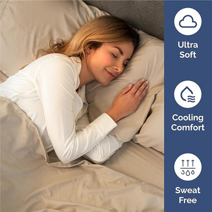 Full Sheets Set 6 Piece - Includes 4 Pillowcases - Bed Sheets Full Size - Soft Hotel Luxury Bedding - Cooling, Comfy, Fade Free & Breathable - 1 Flat & 1 Fitted & 4 Pillowcases w/ Deep Pockets - Cream