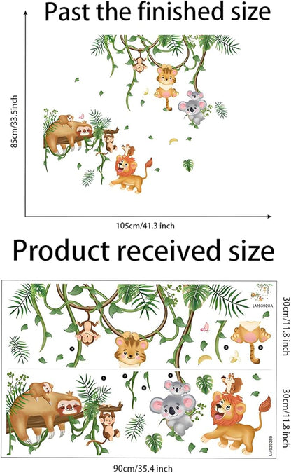 Jungle Animal Wall Stickers Sloth Koala Lion Tiger Safari Wall Decals Kid Room Nursery Baby Bedroom Décor